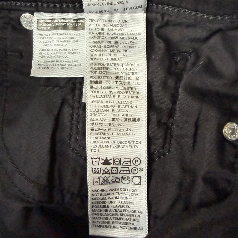 Levis 314 Shaping Straight Jeans Womens 29 Black Mid Rise Stretch Denim 30x31 - Picture 6 of 14
